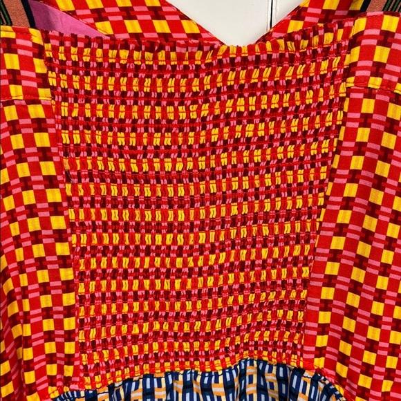 Maeve Anthropologie Maxi 6 Colorblock Straps Side Zip Lined Handkerchief Hem EUC - Picture 9 of 14